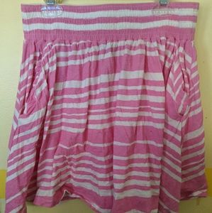 Pink and white striped skirt
